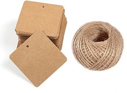 Round Kraft Paper Gift Tags,100PCS Blank Crafts Price DIY Hang Tags with Free 30 Meters Jute Twine 5.5CM Black