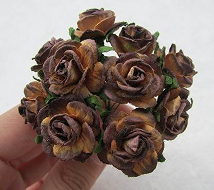 Ratree Shop 50 Pcs Brown Rose 20mm Pink Mulberry Paper Flowers Handmade Craft Project Cardmaking Floral Valentine 50 Pcs Brown Rose 20mm Pink Mulberry Paper Flowers Handmade Craft Project Cardmaking Floral