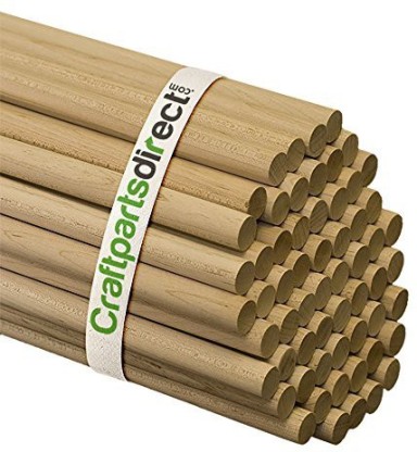 5/8 Inch x 48 Inch Wooden Dowel Rods Unfinished Hardwood Dowels For Crafts & Woodworking Bag of 5 By Craftparts Direct