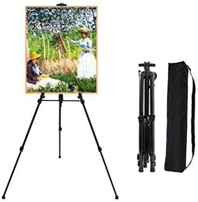 Adjustable Artist Field Studio Telescopic Painting Easel Tripod Display Board Stand for Painting Poster Picture Artist Outdoor Sketching with Carry Bag Adjustable Height from 57cm to 155cm Black 
