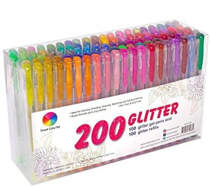 Glitter Pen with Case for Adults Coloring Books 160 Pack Artist Colored Gel Markers with 40% More Ink for Drawing Scraobooking Writing Doodling Glitter Gel Pens 