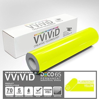 VViViD DECO65 Neon Fluorescent Blue Permanent Adhesive Craft Vinyl Tape Roll 2 x 25ft 