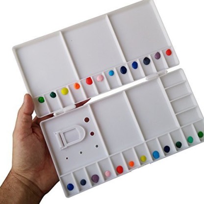 White Plastic Folding Painting Palette with 25 Mixing Wells 21cm 