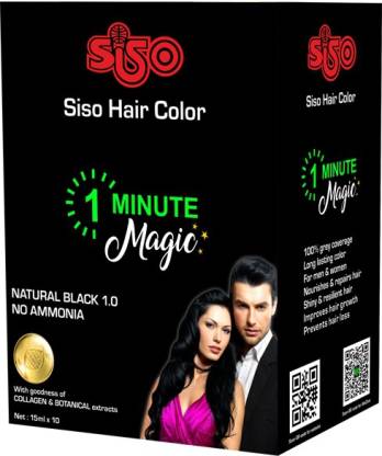 SISO 1 Minute Magic Hair Color (15ml Pack of 10) , Natural Black  -  Price in India, Buy SISO 1 Minute Magic Hair Color (15ml Pack of 10) ,  Natural Black