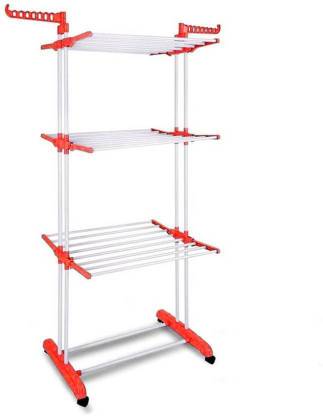Limetro Steel Floor Cloth Dryer Stand Double Pole Cloth Drying Stand Rack Laundry Hanger With Wheels Stainless Steel Floor Price In India Buy Limetro Steel Floor Cloth Dryer Stand Double