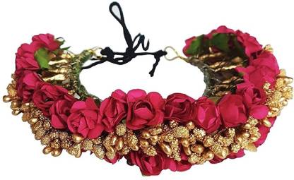 AASA Artificial Veni Hair Stone Gajra, South Indian Flowers Bridal Hair  Hajra Accessories, Pink Golden Hair Accessory Set Price in India - Buy AASA  Artificial Veni Hair Stone Gajra, South Indian Flowers