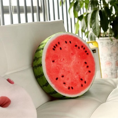 A, 40CM oamore Cartoon Creative Watermelon Pillow Fluffy Stuffed Watermelon Plush Soft Toy Car Chair Seat Cushion 