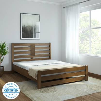 Nilkamal Nation Solid Wood Queen Bed Finish Color Walnut At Lowest Price At Sastesaude
