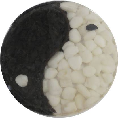 Estore Natural Black Agate And White Chip Stones Orgone Showpiece Coaster With Yin Yang For Charging Estore Natural Black Agate And White Chip Stones Orgone Showpiece Coaster With Yin Yang For Charging