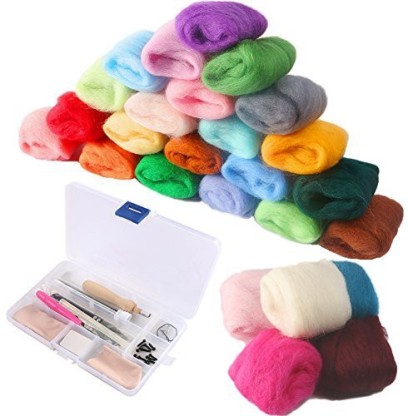 50 Colors Wool Roving Needle Felting Wool Fibre Wool Yarn Roving for Needle Felting DIY Craft 3g/Color 