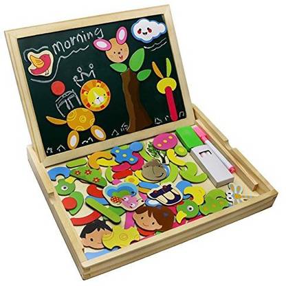 Fajiabao Wooden Jigsaw Puzzles Magnetic Puzzles Double Sided Drawing Writing Board Boys Girls 3 4 5 Year Olds Wooden Educational Toys Human Animal Theme 71 Pieces Wooden Jigsaw Puzzles Magnetic Puzzles Double Sided Drawing Writing Board Boys