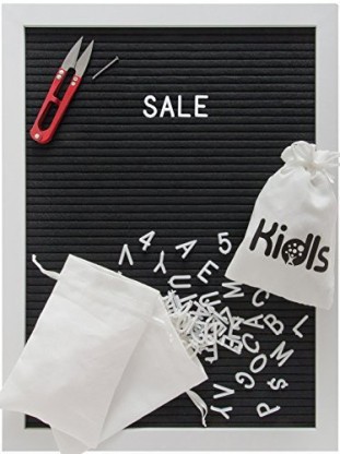 186 Characters & Symbols 2 Black Letters & Bag ONLY Canvas Drawstring Pouch 2 Black Letters and Characters for Felt Letter Boards Includes @ # $ & ♪ and Many More 