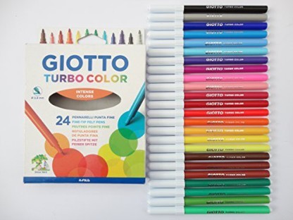 Giotto Turbo Bicolour Fibre Tip Pens Markers 8 Pack Non Toxic Children Art Craft 