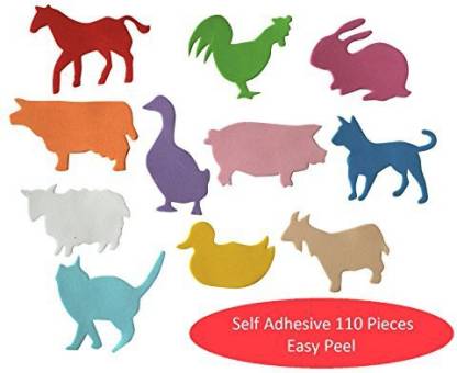 Kids B Crafty 110 Self Adhesive Foam Shapes Stickers Farm Animals Easy Peel  - 110 Self Adhesive Foam Shapes Stickers Farm Animals Easy Peel . shop for  Kids B Crafty products in India. 