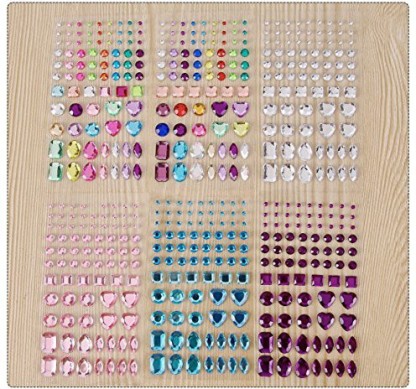 Yexpress 486pcs Sheets Self-Adhesive Rhinestone Sticker Assorted Size and Shapes Multicolor Bling Craft Jewels Crystal Gem Stickers 6 Sheets