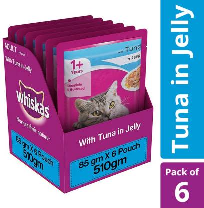 Whiskas Adult (+1 year) Tuna 0.51 kg (6x0.09 kg) Wet Adult Cat Food