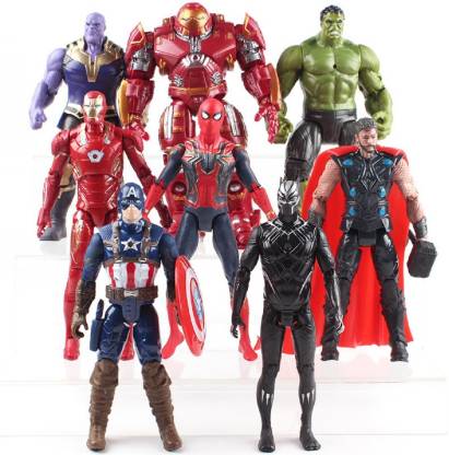 imodish Marvel Avengers Infinity War Set of 8 Spiderman Iron Man Hulk  Buster Thor Hulk Iron Man Captain America Black Panther Thanos 12cms Action  Figure - Marvel Avengers Infinity War Set of