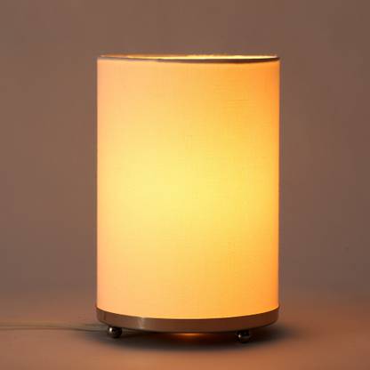 Craftter Handloom White Fabric Round Small Table Lamp Bedside Light Night In India Table Lamp Bedside Light, Small Pale Yellow Lamp Shade