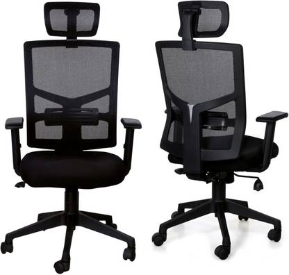 Lakdi The Furniture Co Black High Back Executive Office Mesh Chair With Lumbar Support Headrest And Height Adjustable System Ideal For Office Nylon Office Executive Chair Price In India