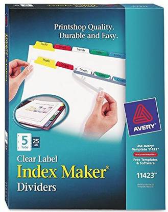 Generic Avery Index Maker Clear Label Dividers Easy Apply Label Strip 5 Tab Multi Color 25 Sets 11423 Avery Index Maker Clear Label Dividers Easy Apply Label Strip 5 Tab Multi Color 25 Sets 11423
