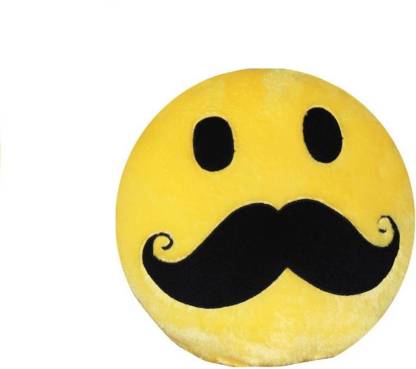Manogyam Polyester Fibre Mustache Kids Emoji Decorative Cushion Decorative Cushion Pack of 1