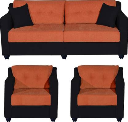 Bharat Lifestyle Lisbon Fabric 3 1 Orange Black Sofa Set In India At Flipkart Com Bharat Lifestyle Lisbon Fabric 3 1, Orange Color Sofa Set
