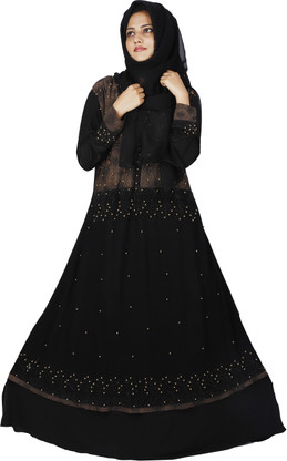 DC Stylish Stone Work burqa hijab Lycra 