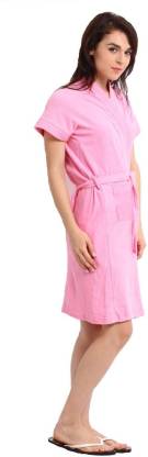 Jaipuri Fashions Pink Free Size Bath Robe