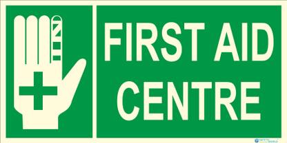 Safety World First Aid Sign-First Aid Center Worded-With hand ...