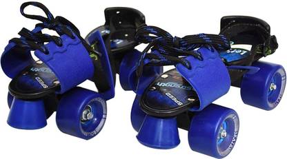 Jaspo Tenacity Adjustable Senior Roller Skates Suitable for Age Group 6 to 14 Years (blue) Quad Roller Skates - Size 6 UK