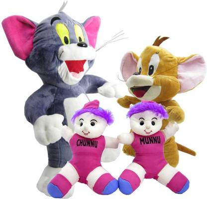 Gift Decor Shop Tom and Jerry Soft Toy (Multi, 46 cm) with chunnu munnu  soft toy ( pink, 30 cm) - 46 cm - Tom and Jerry Soft Toy (Multi, 46 cm)