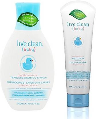 Live Clean Tearless Baby Shampoo Wash And Baby Lotion Bundle With Lavender Flower Extract And Matricaria Flower Extract 10 Fl Oz And 7 7 Fl Oz Price In India Buy Live