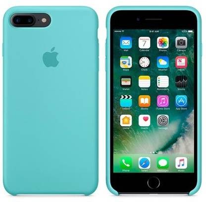 midkart back cover for iphone 7 8 matte sea green liquid silicone case with inner micro fabric