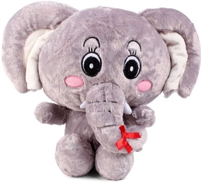 White Chenille body ears are White with Grey Chevron Print Stuffed Elephant