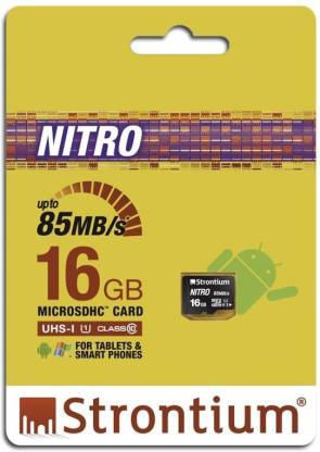 Strontium Nitro 16 GB MicroSDHC UHS Class 1 85 MB/s  Memory Card