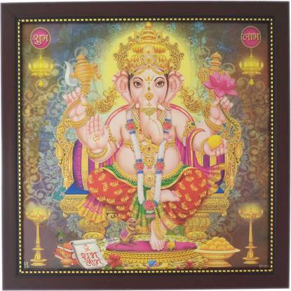 Hindu Devotional God Picture Frame 12 by 12 Inches Lord Ganesha/Ganesh/Ganpati/Ganapathi Photo Fibre Hindu Devotional God Picture Frame 12 by 12 Inches Lord Ganesha/Ganesh/Ganpati/Ganapathi Photo Fibre