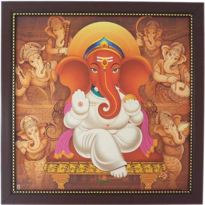 Hindu Devotional God Picture Frame 12 by 12 Inches Lord Ganesha/Ganesh/Ganpati/Ganapathi Photo Fibre Hindu Devotional God Picture Frame 12 by 12 Inches Lord Ganesha/Ganesh/Ganpati/Ganapathi Photo Fibre