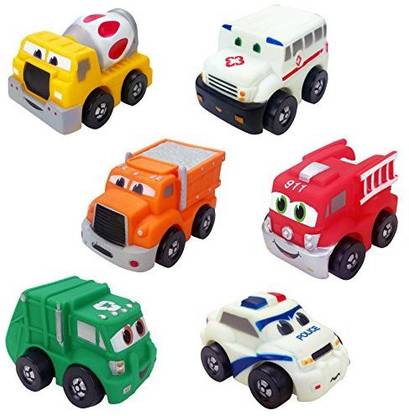 Liberty Imports Set of 6 Cartoon City Silicone Emergency Vehicles Squeeze and Roll Toy Playset for Kids (Police Car, Fire Truck, Ambulance, Ceme - Set of 6 Cartoon City Silicone Emergency Vehicles Liberty Imports Set of 6 Cartoon City Silicone Emergency Vehicles Squeeze and Roll Toy Playset for Kids (Police Car, Fire Truck, Ambulance, Ceme - Set of 6 Cartoon City Silicone Emergency Vehicles