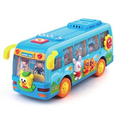 Playfulution Baby Toy School Bus Electric Omni-Directional Driving Function Car with Flashing Lights and Music 