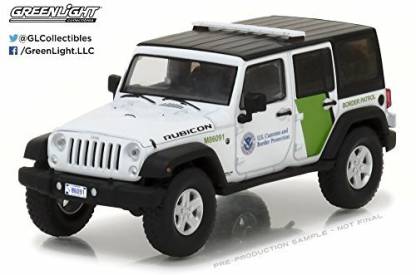ModelToyCars 2015 Jeep Wrangler Unlimited . Customs and Border Protection,  White w/Black - Greenlight 86091 1/43 Scale Diecast Model Toy Car - 2015 Jeep  Wrangler Unlimited . Customs and Border Protection, White