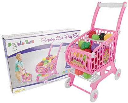 Shopping Cart Play Set Kid Children Baby Imagination Toy 48 Pieces Fruit Veggies 