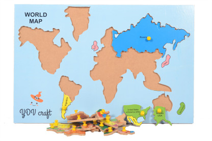YDV CRAFT Wooden World MAP Puzzle with 