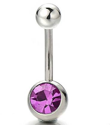 GadgetsDen Surgical Steel Belly Button Ring Body Jewelry Piercing Navel Ring  Barbells with Purple Color Cubic Zirconia Stainless Steel Beaded Charm  Price in India - Buy GadgetsDen Surgical Steel Belly Button Ring