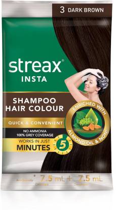 Streax Insta Shampoo Hair Colour-Dark Brown(Pack of 16) , Dark Brown -  Price in India, Buy Streax Insta Shampoo Hair Colour-Dark Brown(Pack of 16)  , Dark Brown Online In India, Reviews, Ratings
