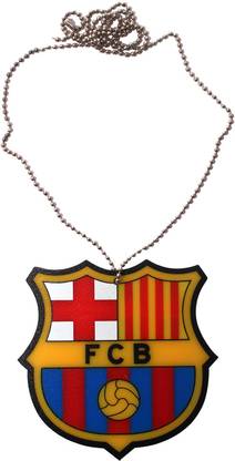 Fameus Double Sided Rear View Mirror Car Hanging Multicolour Fc Barcelona Logo Emblem Acrylic Car Hanging 3 5 X 3 5 X 0 1 Inches Car Hanging Ornament Price In India