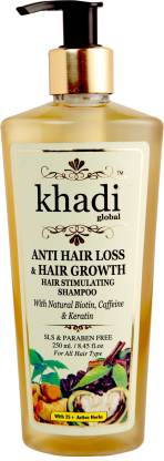 khadi global Anti Hair Loss & Hair Growth Stimulating Shampoo With Natural  Biotin Caffeine & Keratin 250ml |Natural Hair Regrowth Formulation - Price  in India, Buy khadi global Anti Hair Loss &