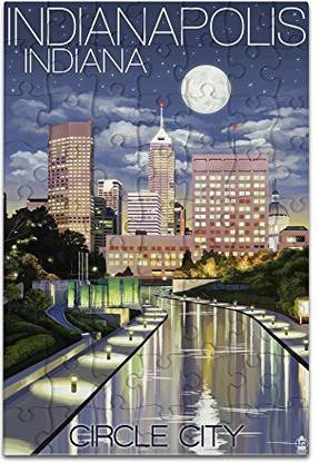 Lantern Press Indianapolis Indiana Indianapolis At Night Circle City 8x12 Premium Acrylic Puzzle 63 Pieces Indianapolis Indiana Indianapolis At Night Circle City 8x12 Premium Acrylic Puzzle 63 Pieces