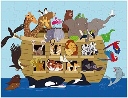 Educational Game for Family and Kindergarten 48-Piece Jumbo Jigsaw Puzzle 1.9 x 2.9 Feet Age 3-5 Noahs Ark Floor Puzzle for Kids 