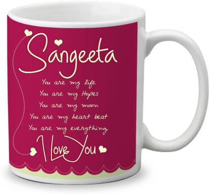 My Gifts Zone Sangeeta Name Beautiful Ceramic Coffee Gifts for Anniversary/  Valentine's Day / Gifts for your Loved ones Ceramic Coffee Mug Price in  India - Buy My Gifts Zone Sangeeta Name