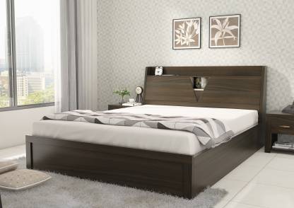 Fumed Oak Finish Design Engineered Wood Queen Box Bed – Spacewood